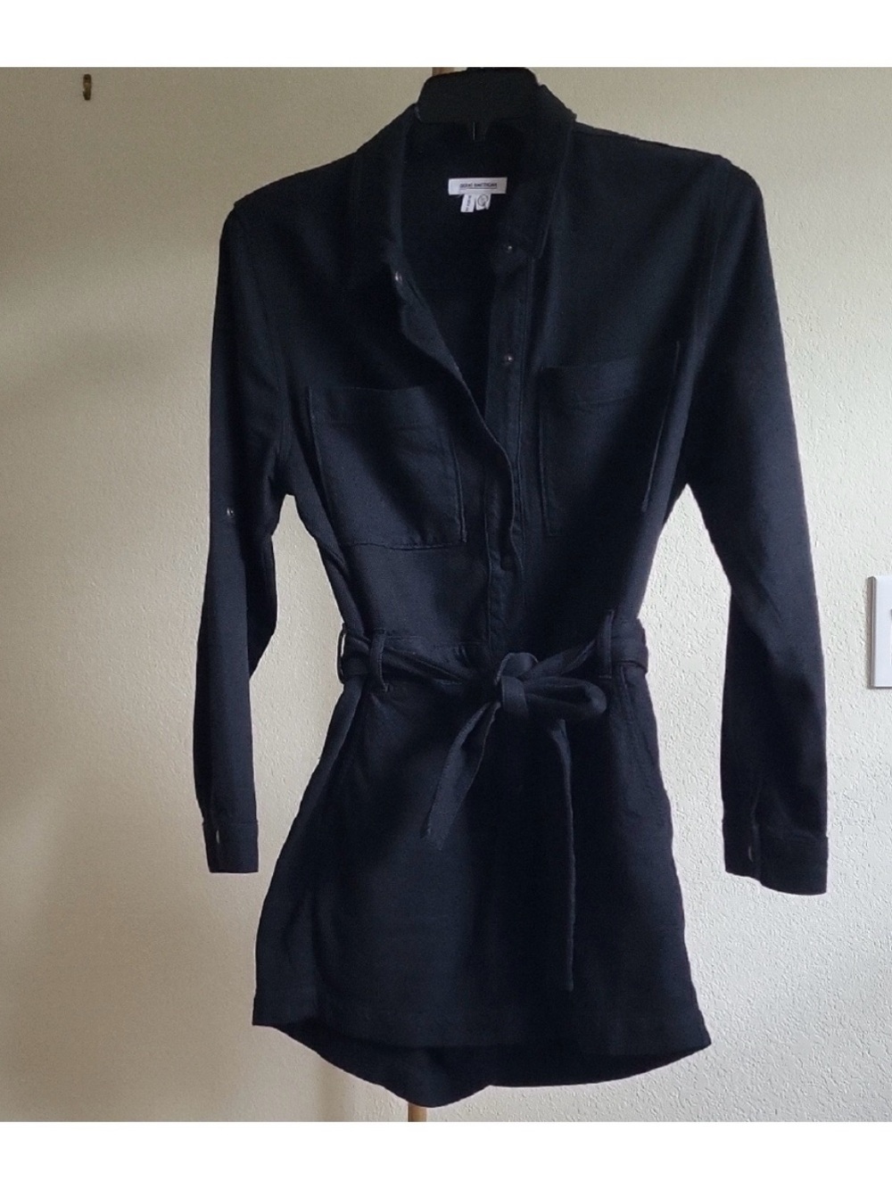 Good American Black Denim Cuff Sleeve Playsuit - Picture 3 of 8